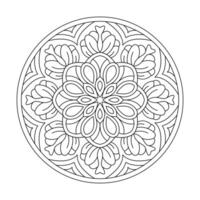 Round Mandala Design for coloring book page vector