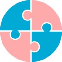 Blue pink circle jigsaw icon png