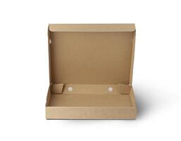 Blank brown open cardboard Pizza paper box photo