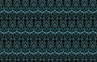 seamless pattern of leaves in blue color on black background vector