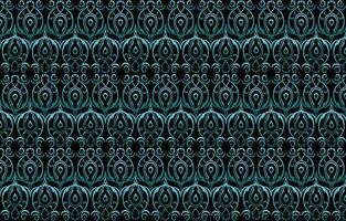 seamless pattern of leaves in blue color on black background vector