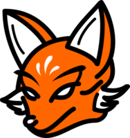 Orange visage kitsune Renard Japonais style icône png