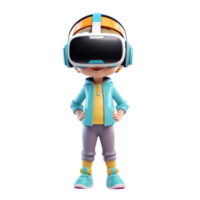 AI generated a 3d Child wearing vr headset on isolated transparent background png, generated with AI png