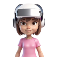 ai généré une 3d enfant portant vr casque sur isolé transparent Contexte png, généré avec ai png