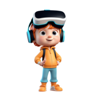 AI generated a 3d Child wearing vr headset on isolated transparent background png, generated with AI png