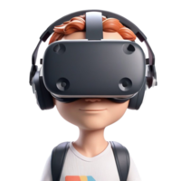 ai généré une 3d enfant portant vr casque sur isolé transparent Contexte png, généré avec ai png