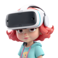 AI generated a 3d Child wearing vr headset on isolated transparent background png, generated with AI png