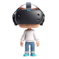 AI generated a 3d Child wearing vr headset on isolated transparent background png, generated with AI png