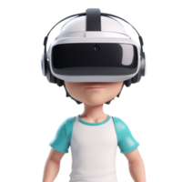 ai generado un 3d niño vistiendo vr auriculares en aislado transparente antecedentes png, generado con ai png