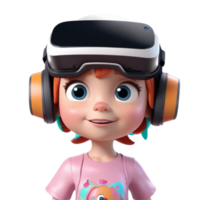 AI generated a 3d Child wearing vr headset on isolated transparent background png, generated with AI png