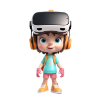 AI generated a 3d Child wearing vr headset on isolated transparent background png, generated with AI png