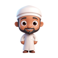 AI generated 3d render of a muslim man on isolated transparent background png, generated with AI png