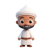 AI generated 3d render of a muslim man on isolated transparent background png, generated with AI png