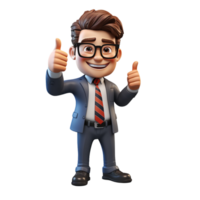 AI generated a 3d happy businessman with suit on isolated transparent background png, generated with AI png