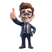 AI generated a 3d happy businessman with suit on isolated transparent background png, generated with AI png