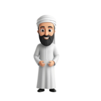 AI generated 3d render of a muslim man on isolated transparent background png, generated with AI png