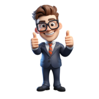 AI generated a 3d happy businessman with suit on isolated transparent background png, generated with AI png