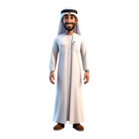 AI generated 3d render of a muslim man on isolated transparent background png, generated with AI png