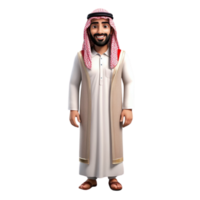 ai generato 3d rendere di un' musulmano uomo su isolato trasparente sfondo png, generato con ai png