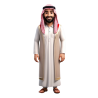 AI generated 3d render of a muslim man on isolated transparent background png, generated with AI png