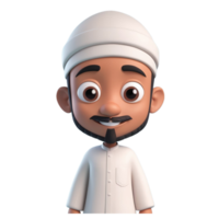 AI generated 3d render of a muslim man on isolated transparent background png, generated with AI png