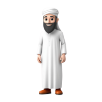 AI generated 3d render of a muslim man on isolated transparent background png, generated with AI png