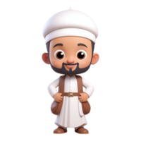 AI generated 3d render of a muslim man on isolated transparent background png, generated with AI png