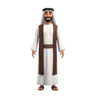 AI generated 3d render of a muslim man on isolated transparent background png, generated with AI png