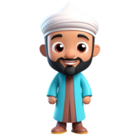AI generated 3d render of a muslim man on isolated transparent background png, generated with AI png