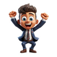 AI generated a 3d happy businessman with suit on isolated transparent background png, generated with AI png