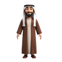 AI generated 3d render of a muslim man on isolated transparent background png, generated with AI png