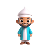 AI generated 3d render of a muslim man on isolated transparent background png, generated with AI png