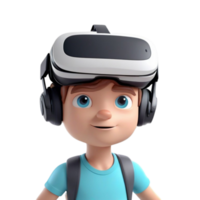 AI generated a 3d Child wearing vr headset on isolated transparent background png, generated with AI png