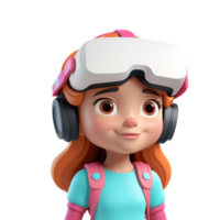 ai généré une 3d enfant portant vr casque sur isolé transparent Contexte png, généré avec ai png