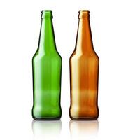 Set empty beer bottles isolated on white background photo