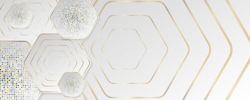 Abstract luxury white background with golden element vector