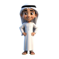 AI generated 3d render of a muslim kid on isolated transparent background png, generated with AI png