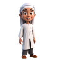 AI generated 3d render of a muslim kid on isolated transparent background png, generated with AI png