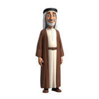 ai generato 3d rendere di un' musulmano vecchio uomo su isolato trasparente sfondo png, generato con ai png