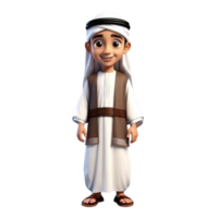 AI generated 3d render of a muslim kid on isolated transparent background png, generated with AI png