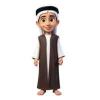 AI generated 3d render of a muslim kid on isolated transparent background png, generated with AI png