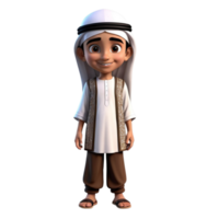 AI generated 3d render of a muslim kid on isolated transparent background png, generated with AI png