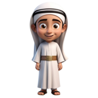 AI generated 3d render of a muslim kid on isolated transparent background png, generated with AI png