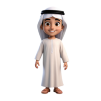 AI generated 3d render of a muslim kid on isolated transparent background png, generated with AI png