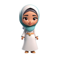 AI generated 3d render of a muslim woman character in hijab on isolated transparent background png, generated with AI png