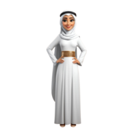 AI generated 3d render of a muslim woman character in hijab on isolated transparent background png, generated with AI png