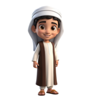 AI generated 3d render of a muslim kid on isolated transparent background png, generated with AI png