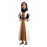 ai generiert 3d machen von ein Muslim Frau Charakter im Hijab auf isoliert transparent Hintergrund png, generiert mit ai png