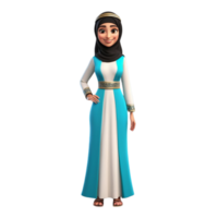 ai generado 3d hacer de un musulmán mujer personaje en hijab en aislado transparente antecedentes png, generado con ai png