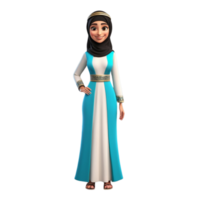 AI generated 3d render of a muslim woman character in hijab on isolated transparent background png, generated with AI png